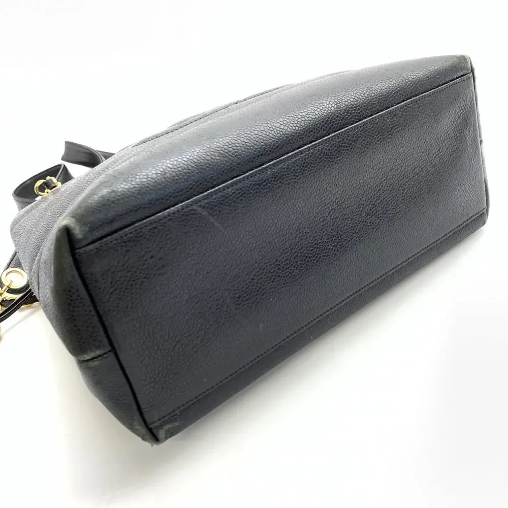 Chanel Caviar Skin Chain Tote Shoulder Bag Shawl Black - Picture 5 of 9